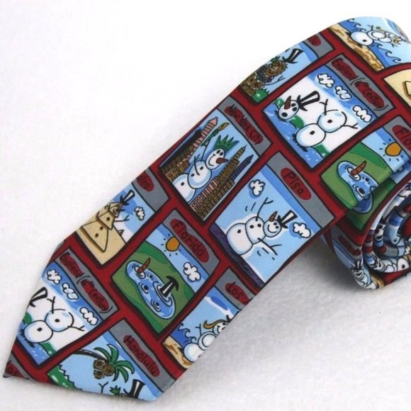 NWT Snowmen Around the World Fun Holiday Tie - Picture 2 of 3